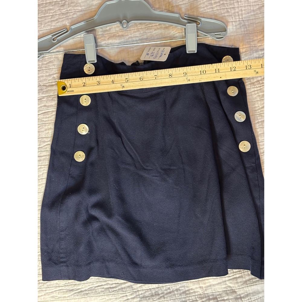 Vintage Express Navy Blue Sailor Mini Skirt Rayon High Waisted Size 7/8